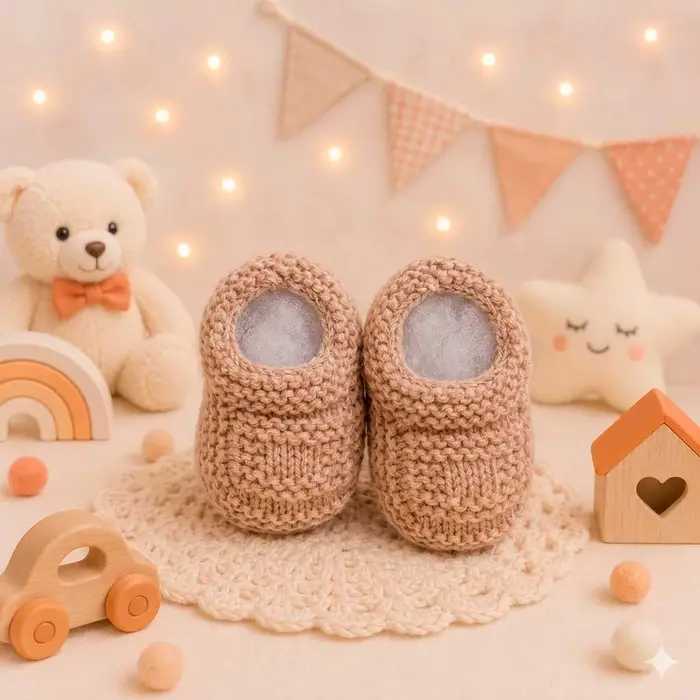 Sapatinho de Bebê de Tricô Nude - Recém Nascido 0 a 3 meses | Comprar na Lojinha Uai