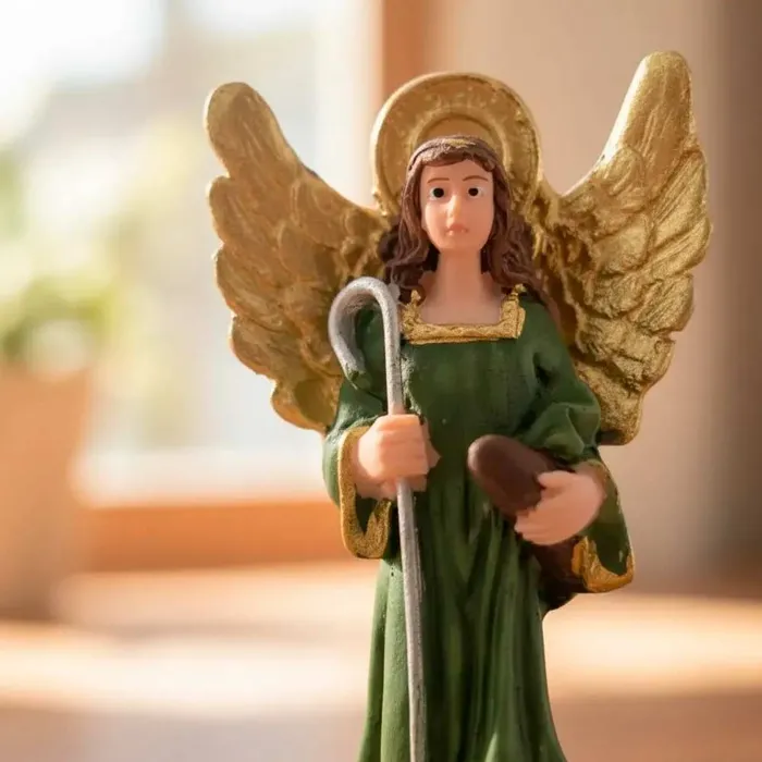 Imagem de São Rafael Arcanjo de Resina - 9 cm - Asas Douradas | Comprar na Lojinha Uai