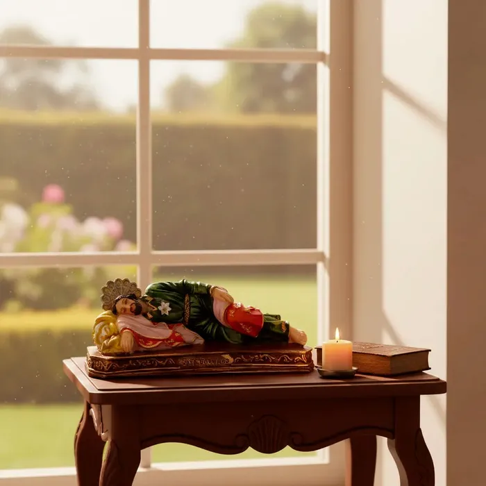 Imagem de São José Dormindo de Resina 20 cm - Base Marrom | Comprar na Lojinha Uai