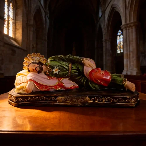 Imagem de São José Dormindo de Resina - 20 cm Base Preta e Dourada