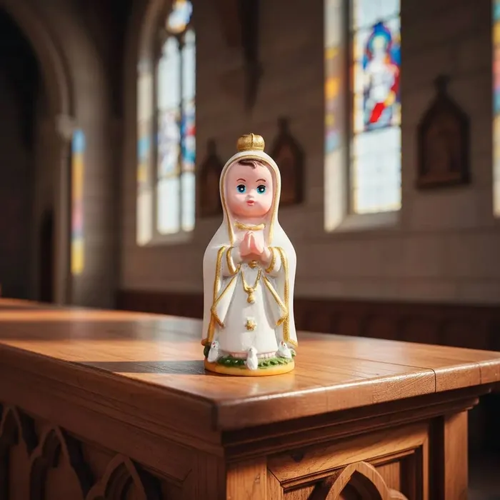 Imagem de Nossa Senhora de Fátima Infantil de Resina - 8 cm | Comprar na Lojinha Uai