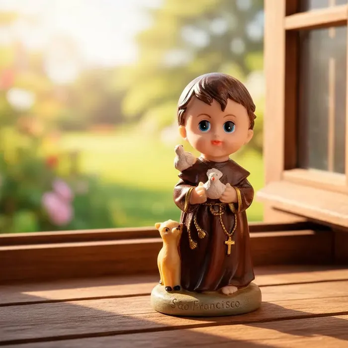Imagem de São Francisco de Assis Infantil de Resina - 15 cm | Lojinha Uai
