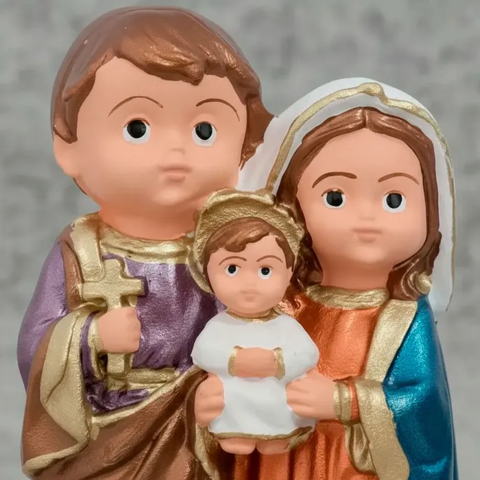 Imagem Infantil da Sagrada Família de Borracha Inquebrável - 15 cm | Comprar na Lojinha Uai