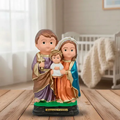 Imagem da Sagrada Família Infantil de Borracha Inquebrável - 15 cm