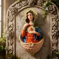 Pia de Água Benta Sagrado Coração de Maria de Resina - 15 cm | Comprar na Lojinha Uai - imagem 4