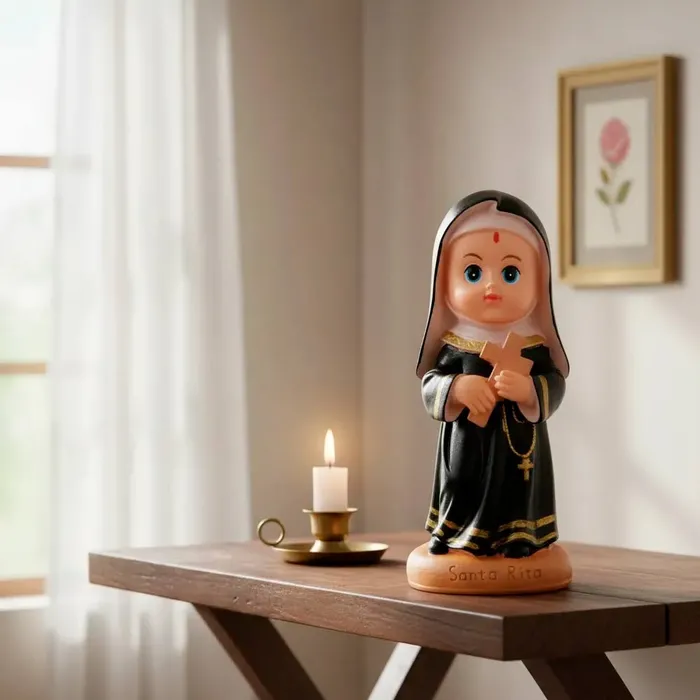 Imagem de Santa Rita Infantil de Resina - 15 cm | Lojinha Uai