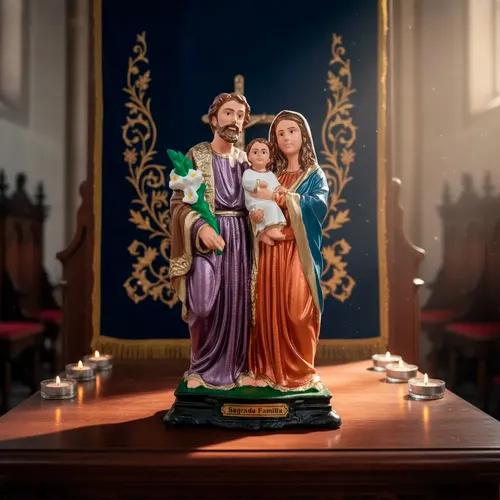 Imagem da Sagrada Família de Borracha Inquebrável - 20 cm