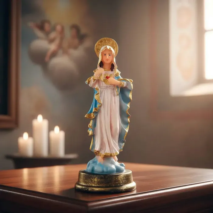 Imagem do Sagrado Coração de Maria de Resina - 9 cm | Lojinha Uai