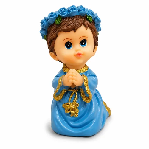 Imagem do Anjo da Guarda Menino Ajoelhado Rezando de Resina - 8cm