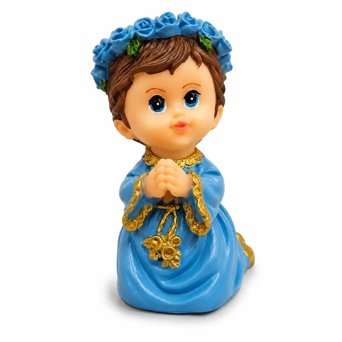 Imagem do Anjo da Guarda Menino Ajoelhado Rezando de Resina - 8cm