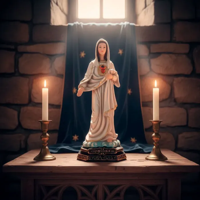 Imagem do Sagrado Coração de Maria de Resina - 20 cm | Comprar na Lojinha Uai