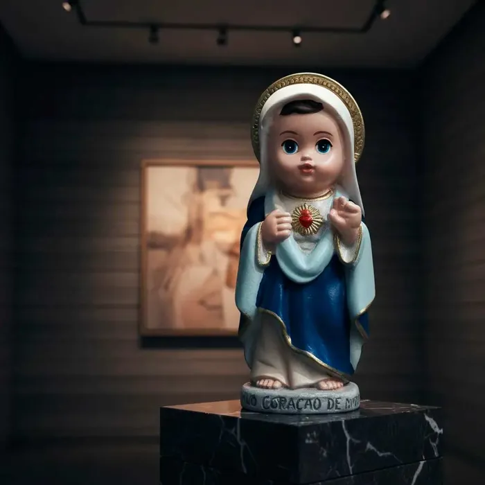 Imagem do Sagrado Coração de Maria Infantil de Resina - 8 cm | Comprar na Lojinha Uai