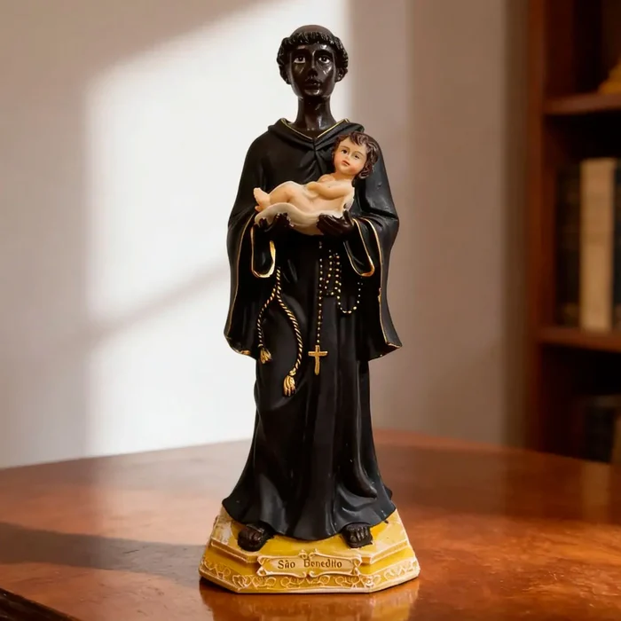 Imagem de São Benedito de Resina - 30 cm | Comprar na Lojinha Uai