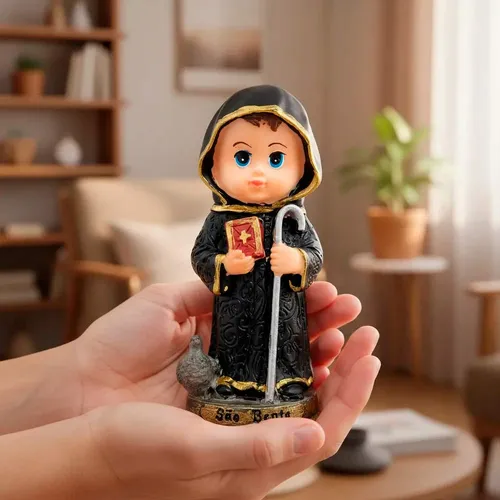 Imagem de São Bento Infantil de Resina - 10 cm