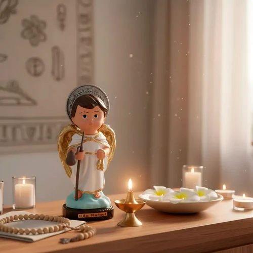 Imagem de São Rafael Arcanjo Infantil de Borracha Inquebrável - 16 cm