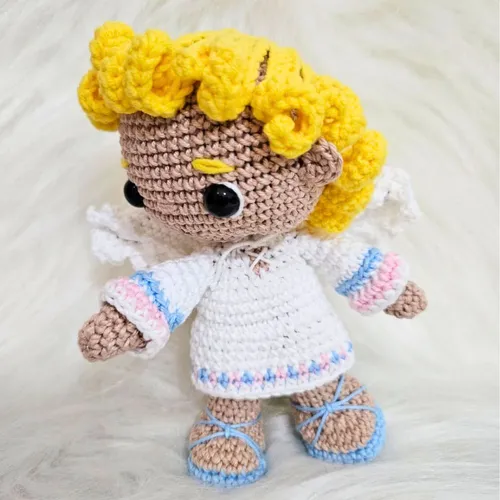Amigurumi Articulado do Anjo da Guarda de Crochê - 17 cm