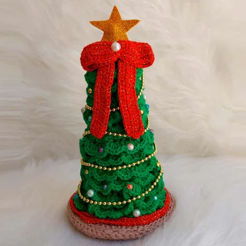 Árvore de Natal de Crochê Pinheiro Natalino - 25 cm