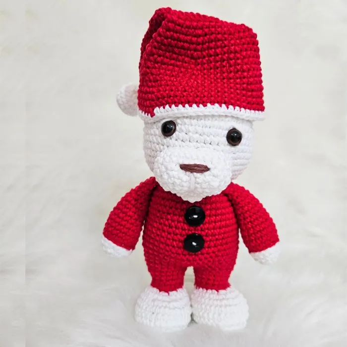 Amigurumi de Urso Papai Noel de Crochê - 22 cm | Comprar na Lojinha Uai
