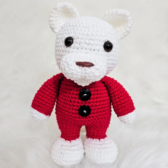 Amigurumi de Urso Papai Noel de Crochê - 22 cm | Comprar na Lojinha Uai