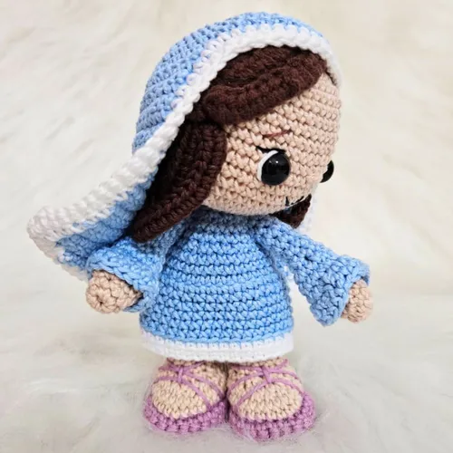 Amigurumi Articulado Virgem Maria de Crochê - 17 cm