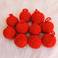 Kit com 10 Bolas para Árvore de Natal Vermelho e Dourado de Crochê | Comprar na Lojinha Uai - imagem 1