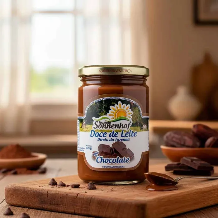 Doce de Leite com Chocolate Cremoso 420g - Fazenda Sonnenhof | Comprar na Lojinha Uai
