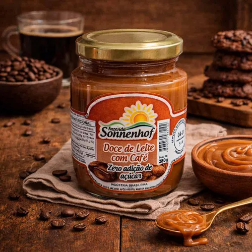 Doce de Leite com Café Diet Sem Açúcar Mineiro Cremoso 280g - Fazenda Sonnenhof