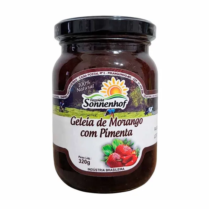 Geleia Extra de Morango com Pimenta - 320g - Fazenda Sonnenhof | Comprar na Lojinha Uai