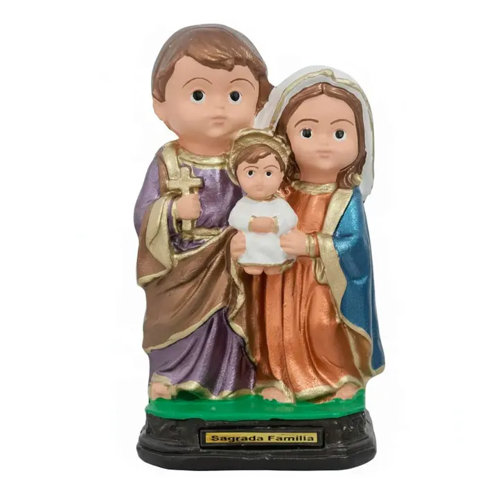 Imagem Infantil da Sagrada Família de Borracha Inquebrável - 15 cm | Comprar na Lojinha Uai