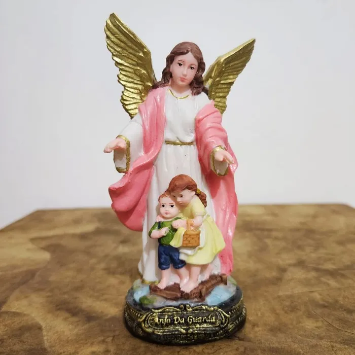 Imagem de Anjo da Guarda Rosa de Resina - 15 cm | Comprar na Lojinha Uai