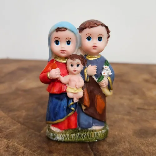 Imagem da Sagrada Família Infantil de Resina - 8 cm