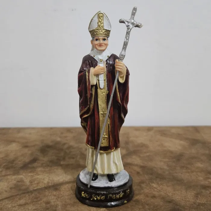 Imagem do Papa São João Paulo II de Resina - 15 cm | Comprar na Lojinha Uai