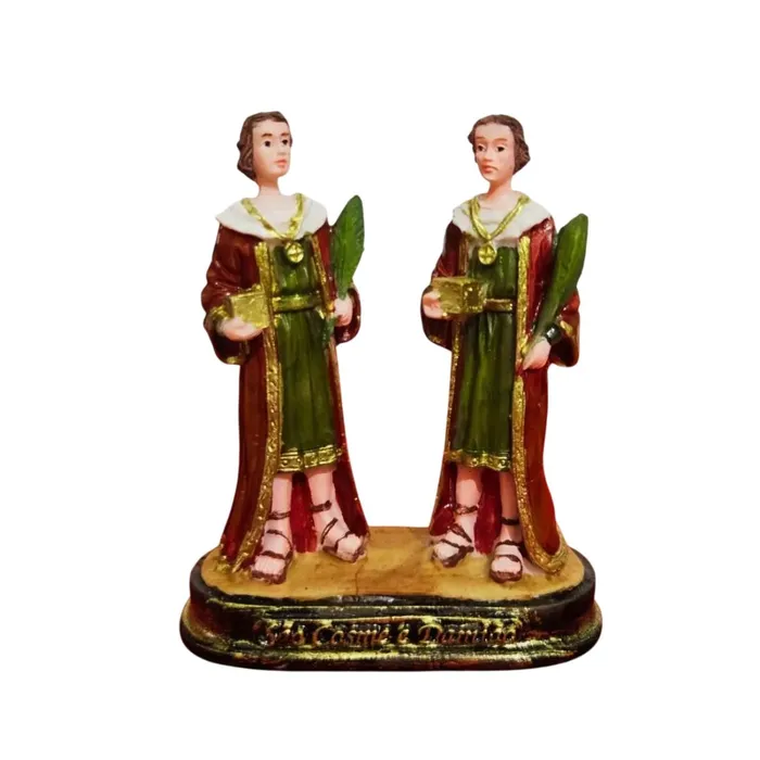 Imagem de São Cosme e Damião em Resina - 9 cm