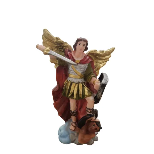 Imagem de São Miguel Arcanjo de Resina - 9 cm - Asas Douradas
