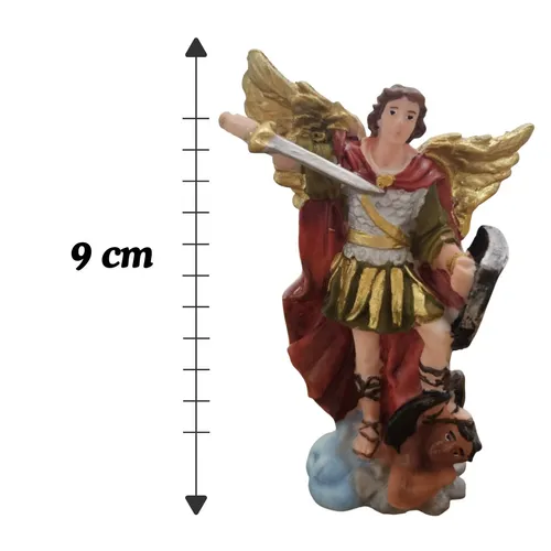 Imagem de São Miguel Arcanjo de Resina - 9 cm - Asas Douradas
