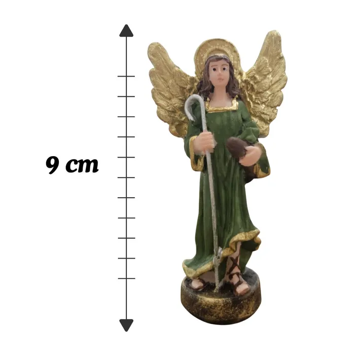 Imagem de São Rafael Arcanjo de Resina - 9 cm - Asas Douradas | Comprar na Lojinha Uai
