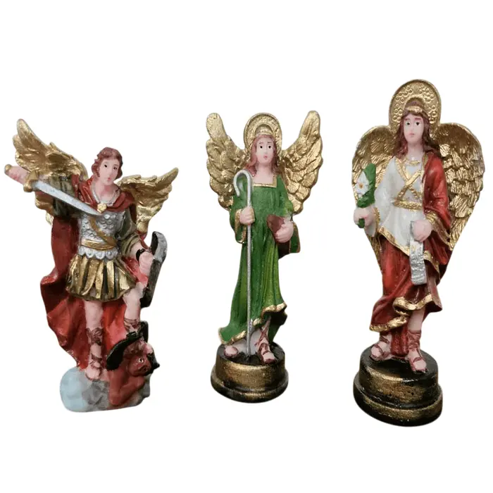 Kit Trio de Arcanjos São Miguel São Rafael São Gabriel de Resina | Comprar na Lojinha Uai