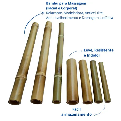 Kit Bambuterapia com 7 peças para Massagem Modeladora Corporal e Facial em Bambu