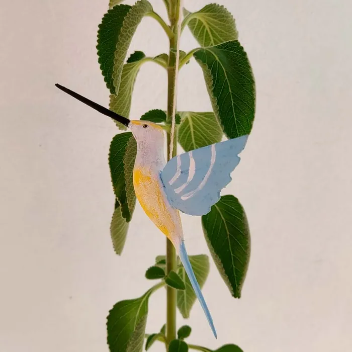Pássaro de Madeira Beija Flor Azul Claro | Presente Criativo | Comprar Lojinha Uai