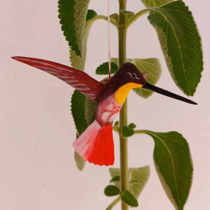 Pássaro de Madeira Beija Flor Violeta | Comprar Lojinha Uai