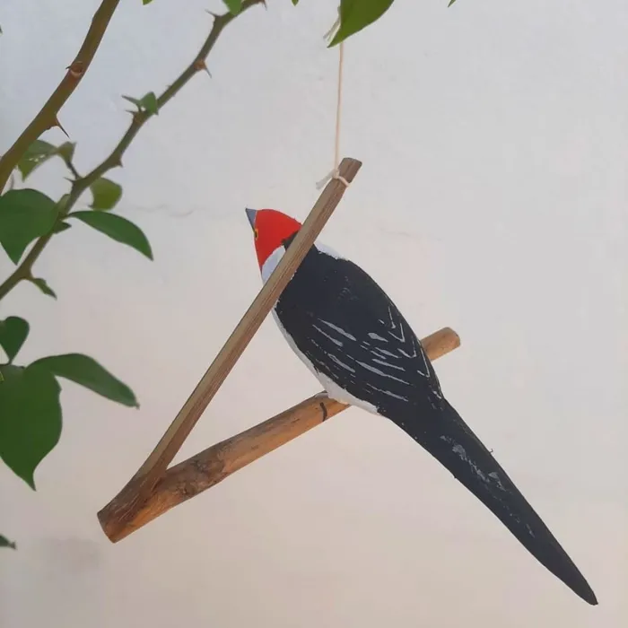 Pássaro de Madeira Galo da Campina | Comprar na Lojinha Uai