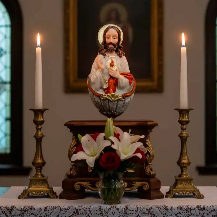 Pia de Água Benta Sagrado Coração de Jesus - 15 cm - Modelo B