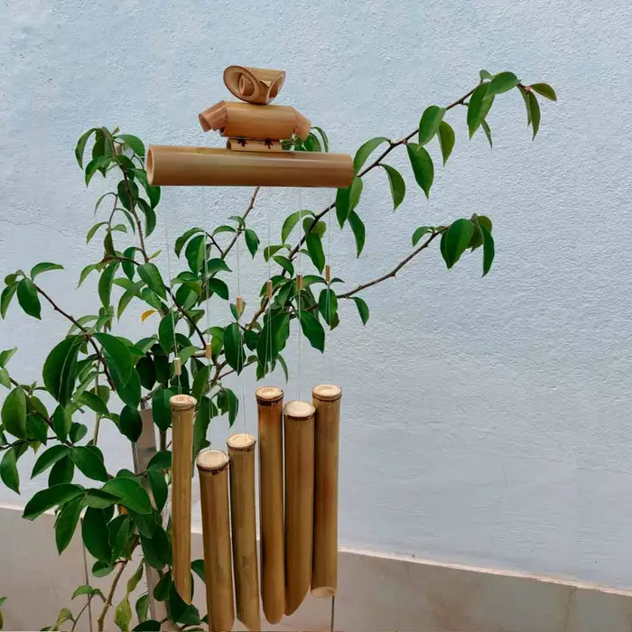 Sino dos Ventos de Bambu de Coruja | Comprar na Lojinha Uai