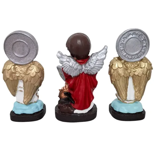 3 Imagens de Arcanjos Infantil São Miguel, São Rafael e São Gabriel em Borracha Inquebrável - 16 cm
