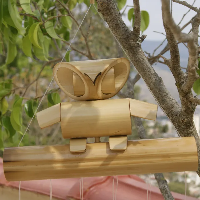 Sino dos Ventos de Bambu de Coruja | Comprar na Lojinha Uai