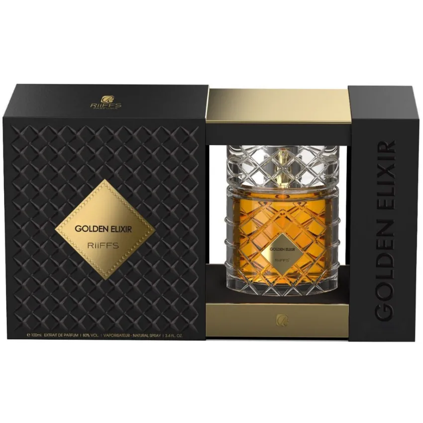 Perfume Árabe Golden Elixir Extrait de Parfum Unissex Riiffs 100ml
