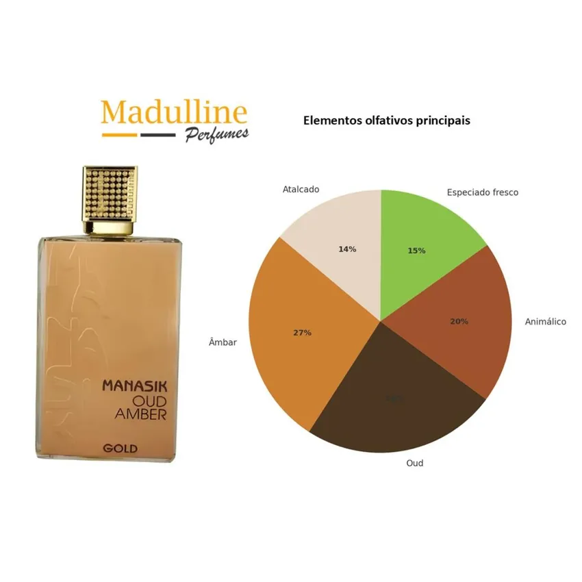Perfume Árabe Oud Amber Gold EDP Unissex Manasik 100ml
