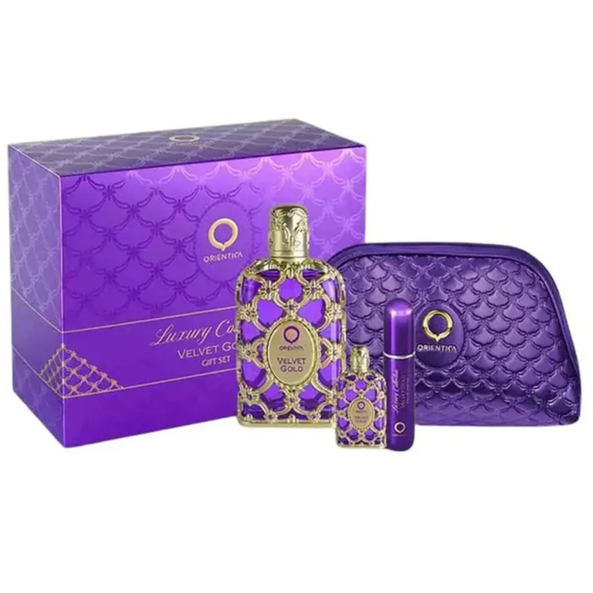 Kit Coffret Velvet Gold Feminino Orientica 80ml + Travel Size 7,5ml