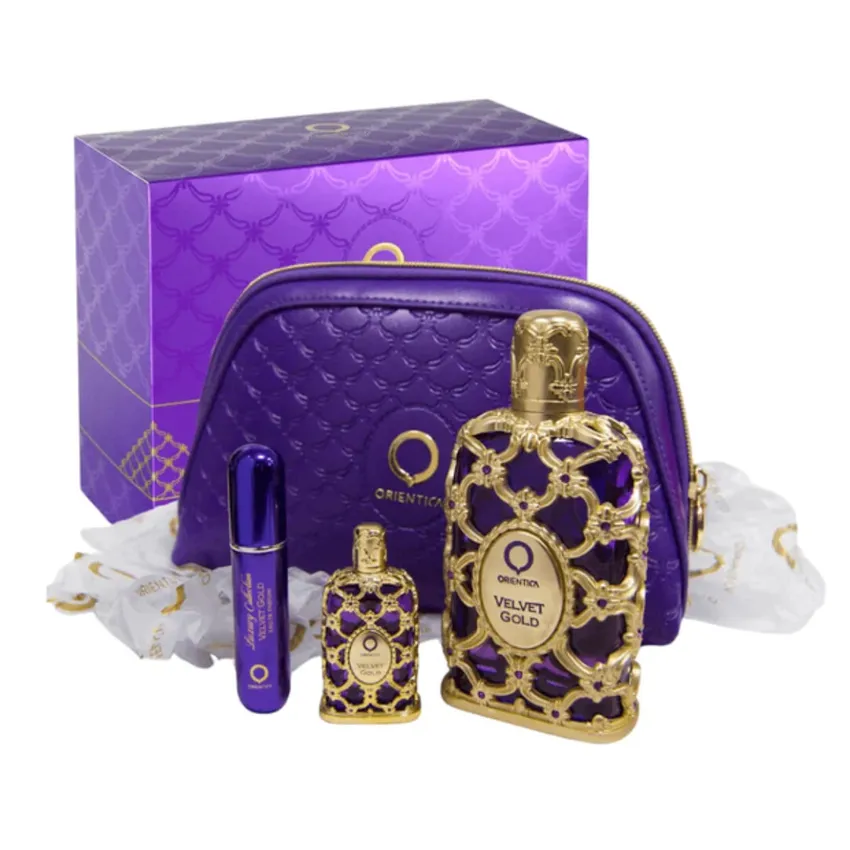 Kit Coffret Velvet Gold Feminino Orientica 80ml + Travel Size 7,5ml