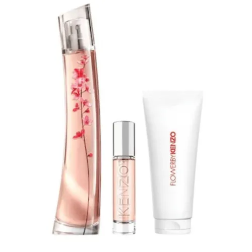 Kit Coffret Flower By Kenzo Ikebana EDP 75ml + Botion Lotion 75ml + Travel Size 10ml Feminino
